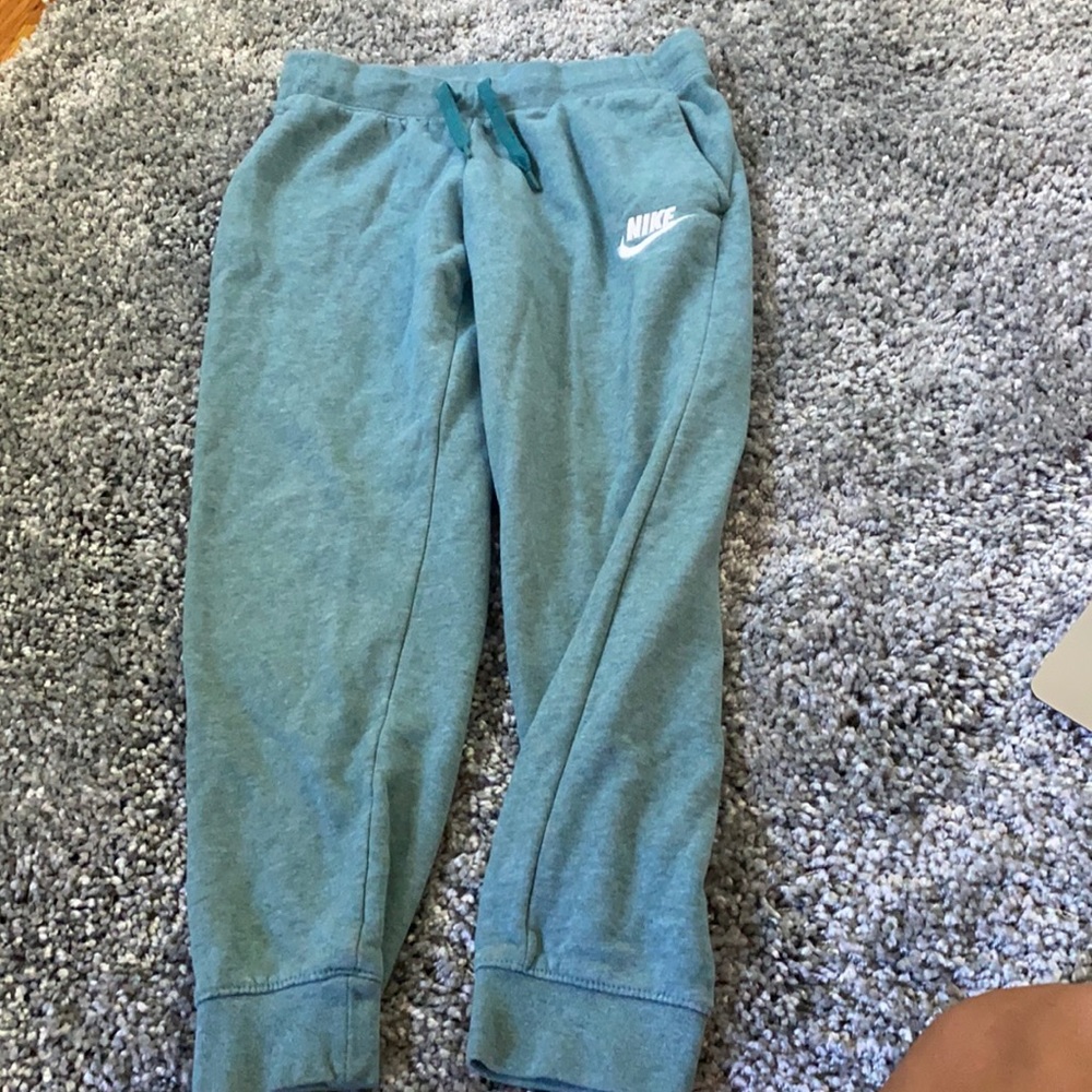 Nike girls size Large sweatpants- teal/green
